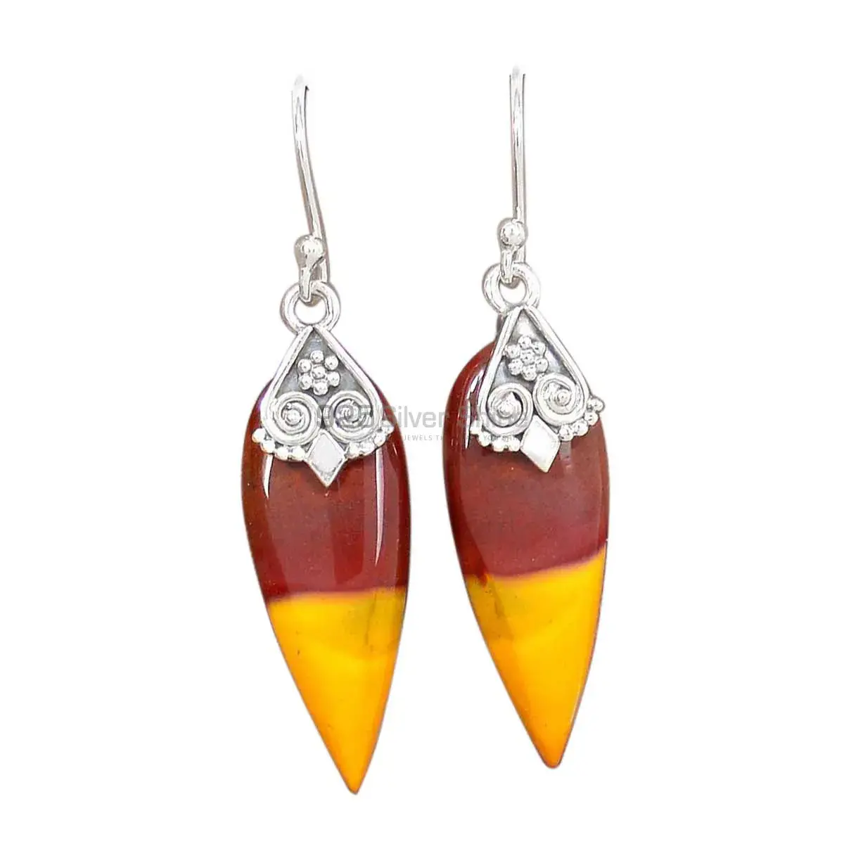 Genuine Mookaite Gemstone Earrings In Solid 925 Silver 925SE2978_0