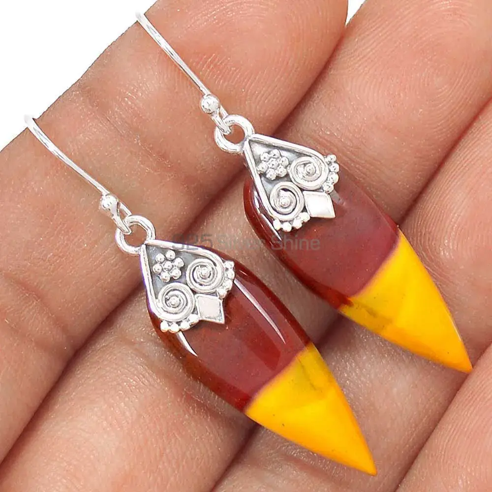 Genuine Mookaite Gemstone Earrings In Solid 925 Silver 925SE2978_0