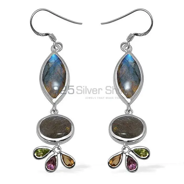 Genuine Multi Gemstone Earrings Exporters In 925 Sterling Silver Jewelry 925SE1051