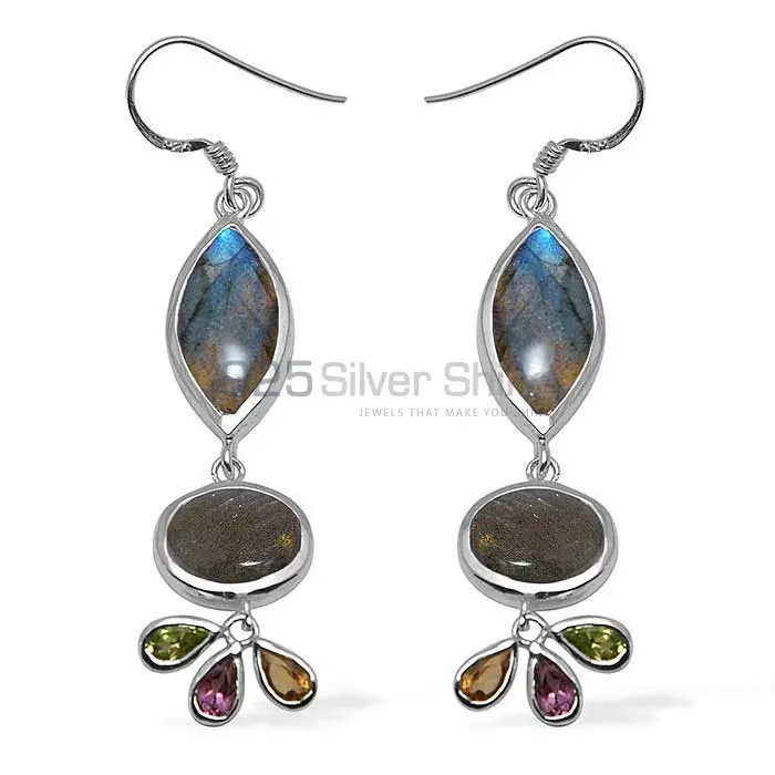 Genuine Multi Gemstone Earrings In 925 Sterling Silver Jewelry 925SE1051_0