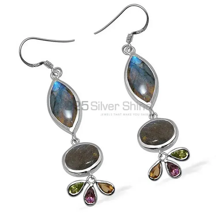 Genuine Multi Gemstone Earrings In 925 Sterling Silver Jewelry 925SE1051_1