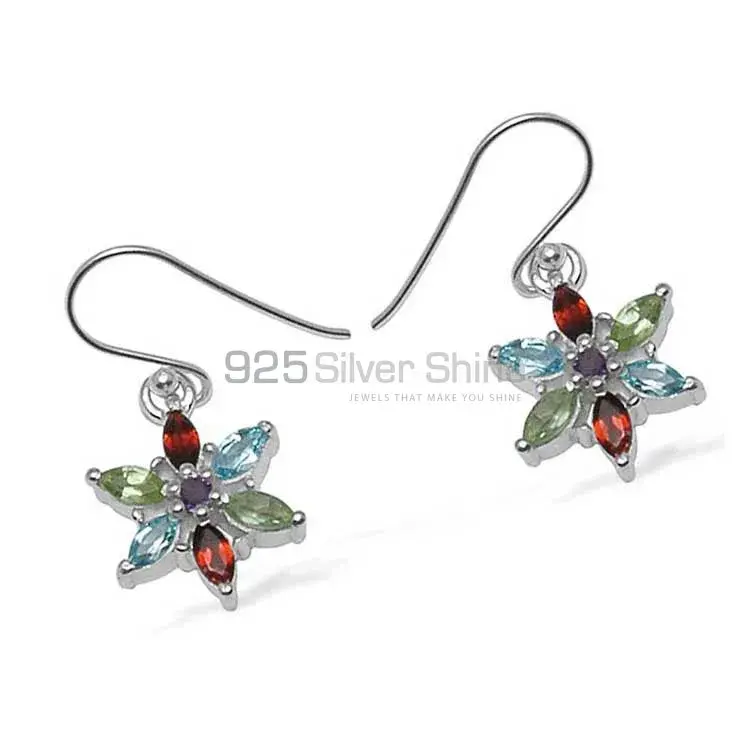 Genuine Multi Gemstone Earrings In 925 Sterling Silver 925SE705_0