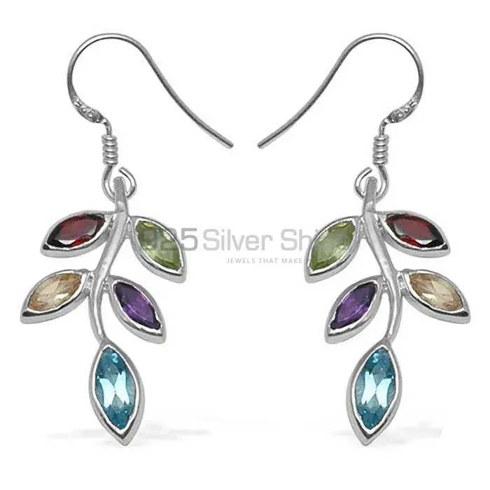 Genuine Multi Gemstone Earrings In Fine 925 Sterling Silver 925SE711