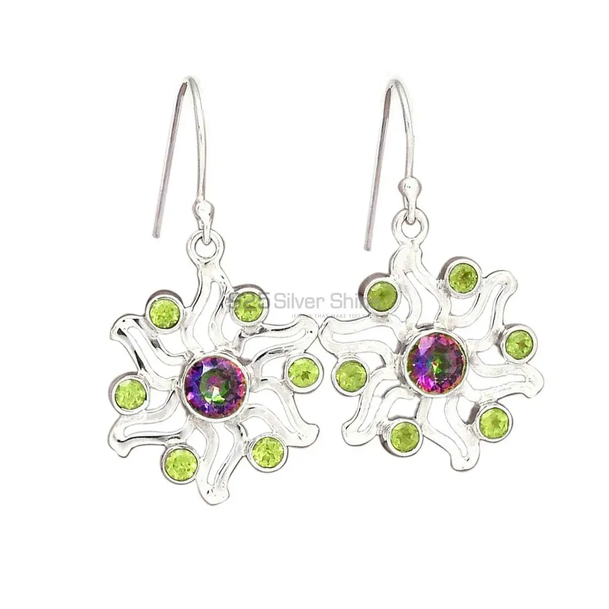 Genuine Multi Gemstone Earrings In Solid 925 Silver 925SE2028