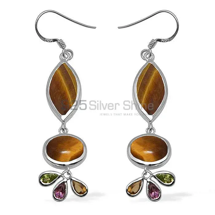 Genuine Multi Gemstone Earrings Manufacturer In 925 Sterling Silver Jewelry 925SE1054