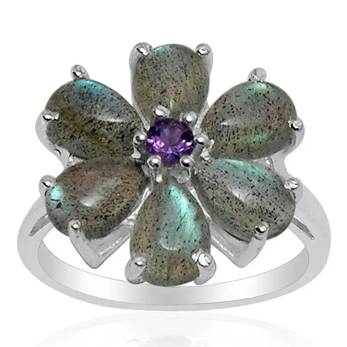 Genuine Multi Gemstone Rings In Solid 925 Silver 925SR1453