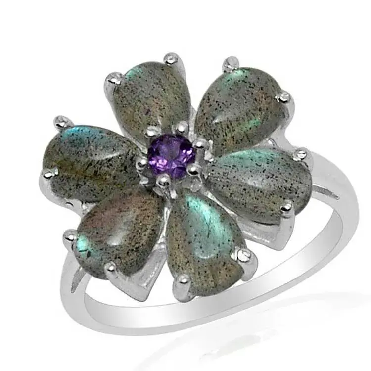 Genuine Multi Gemstone Rings In Solid 925 Silver 925SR1453_1