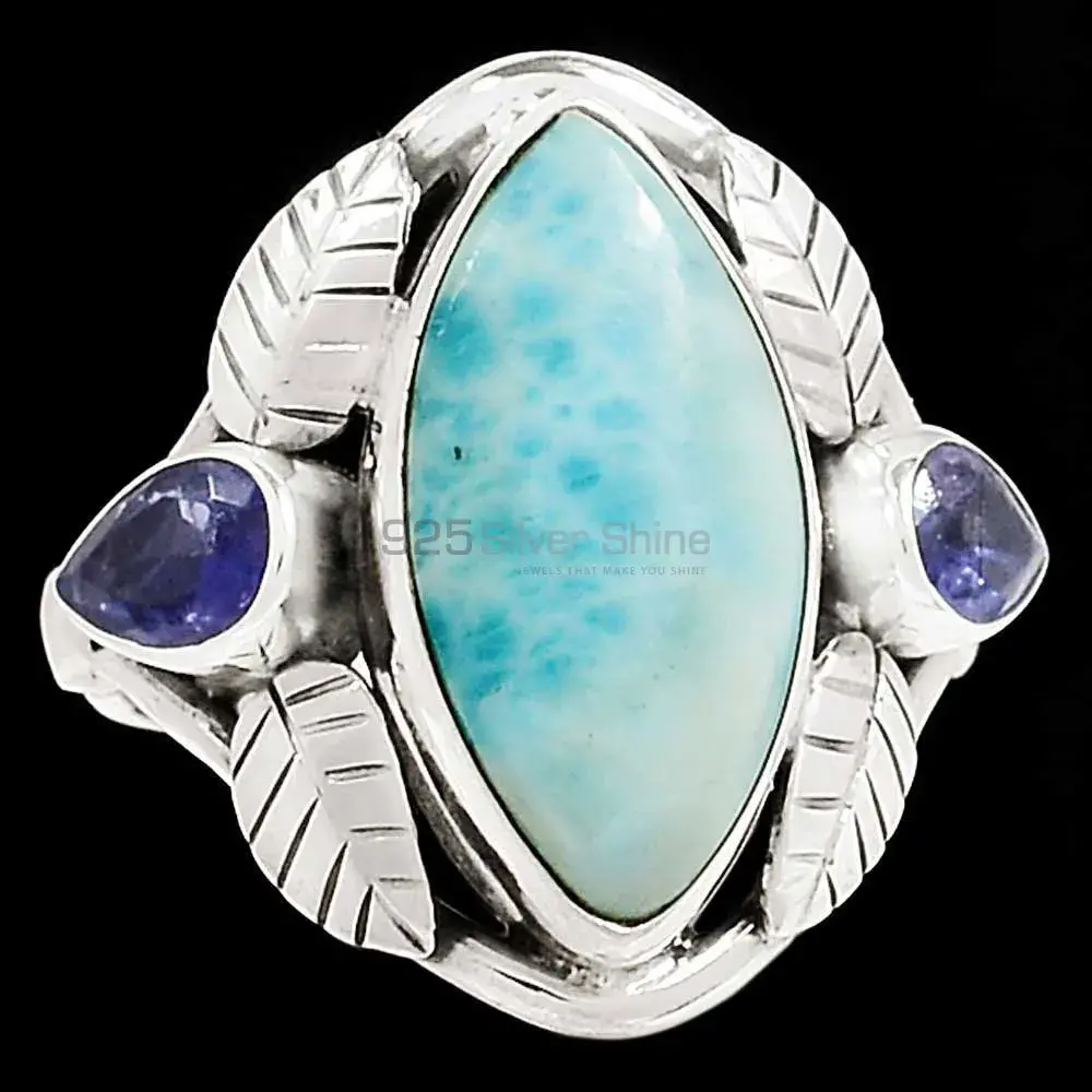 Sterling Silver Larimar and Iolite gemstone ethnic rings 925SSR182