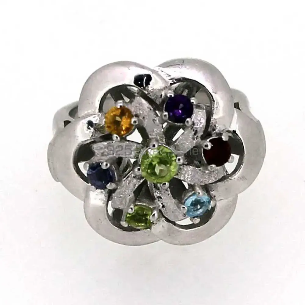 Genuine Multi Stone Semi Precious Gemstone Ring In 925 Solid Silver 925SR033