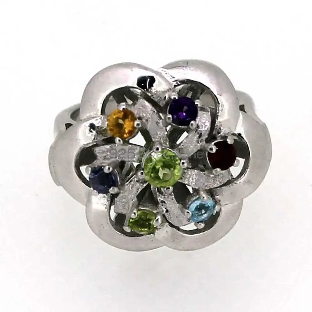 Genuine Multi Stone Semi Precious Gemstone Ring In 925 Solid Silver 925SR033_0