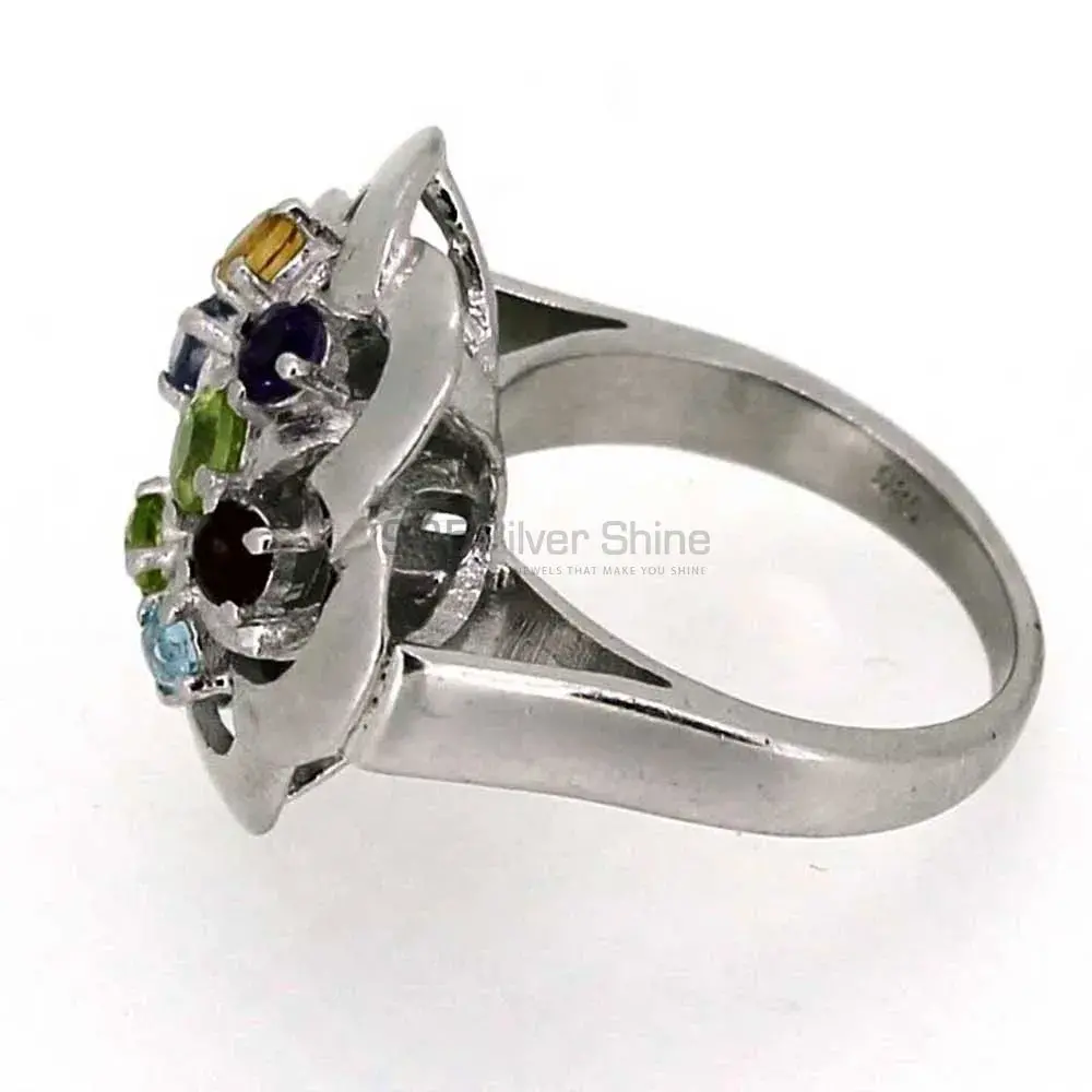 Genuine Multi Stone Semi Precious Gemstone Ring In 925 Solid Silver 925SR033_1