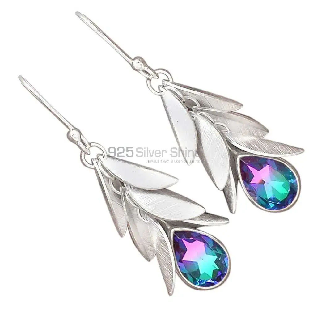Genuine Mystic Topaz Gemstone Earrings In 925 Sterling Silver Jewelry 925SE3005_1