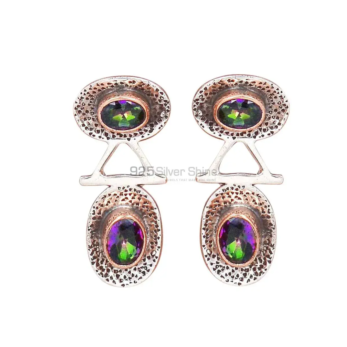Genuine Mystic Topaz Gemstone Earrings In 925 Sterling Silver Jewelry 925SE2128_0