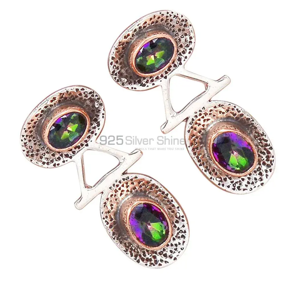 Genuine Mystic Topaz Gemstone Earrings In 925 Sterling Silver Jewelry 925SE2128_2