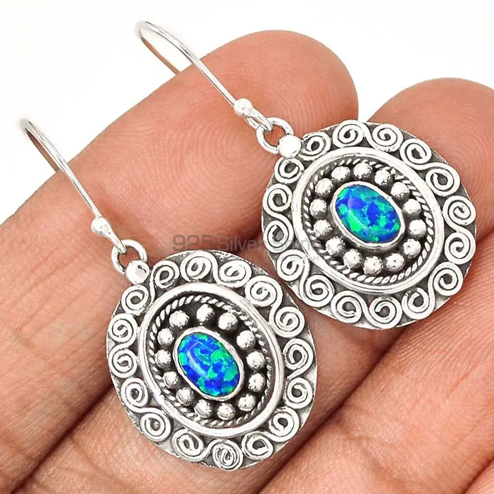 Genuine Opal Gemstone Earrings In Fine 925 Sterling Silver 925SE2981_1