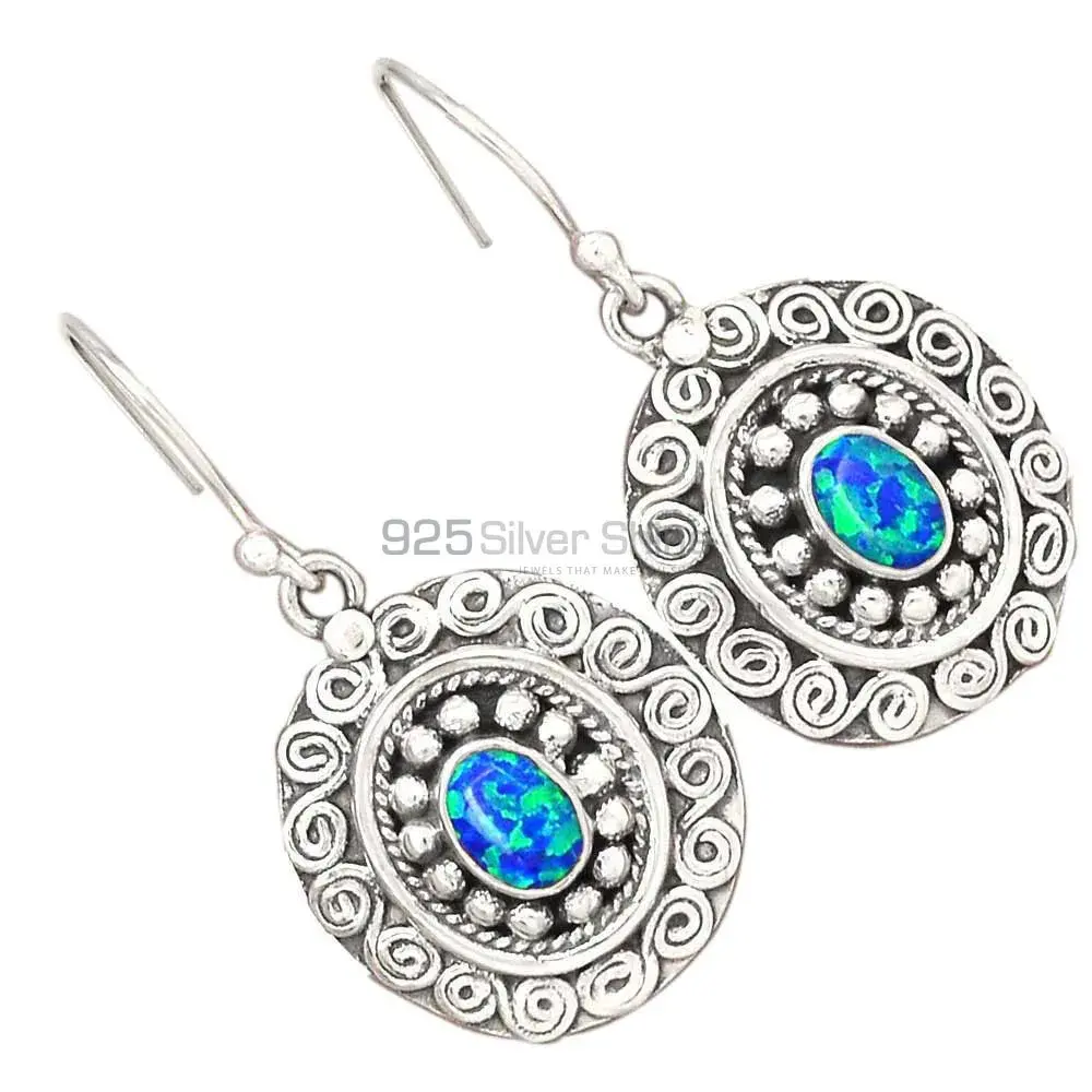 Genuine Opal Gemstone Earrings In Fine 925 Sterling Silver 925SE2981_1