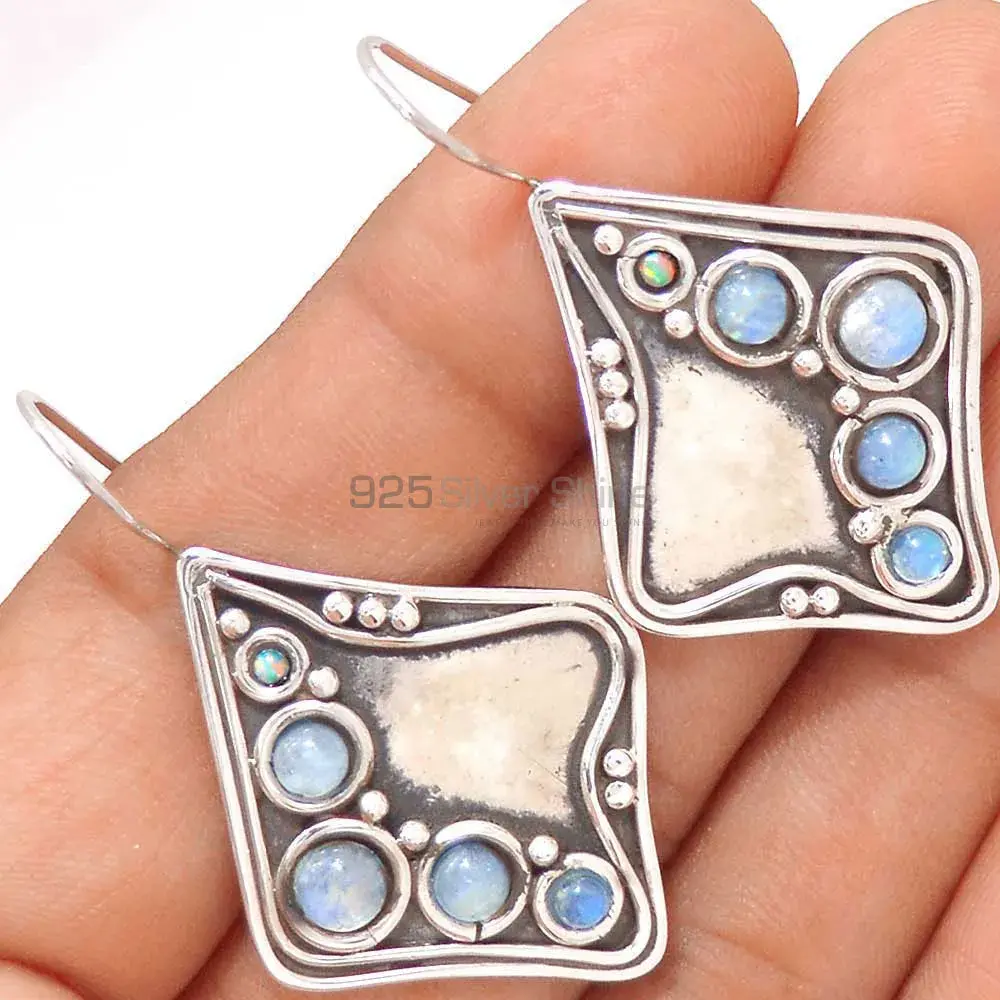 Genuine Opal Gemstone Earrings In 925 Sterling Silver Jewelry 925SE2850_1