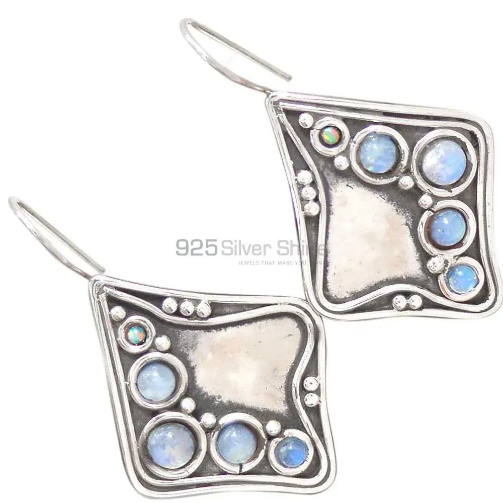 Genuine Opal Gemstone Earrings Manufacturer In 925 Sterling Silver Jewelry 925SE2850_1