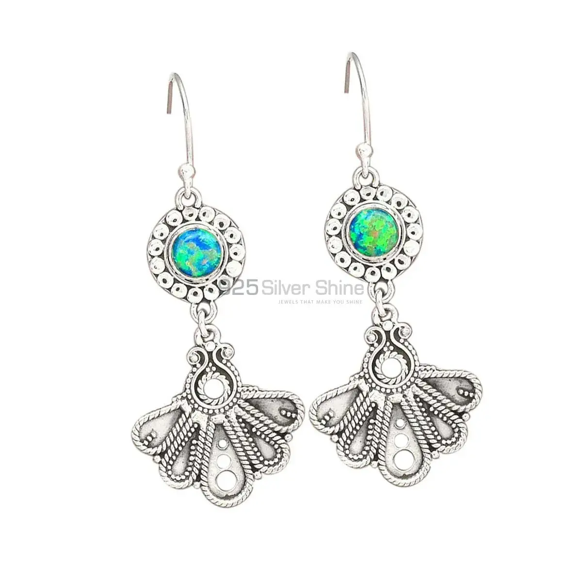 Genuine Opal Gemstone Earrings Manufacturer In 925 Sterling Silver Jewelry 925SE3087