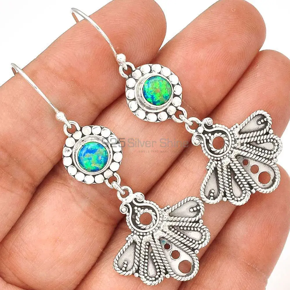 Genuine Opal Gemstone Earrings Manufacturer In 925 Sterling Silver Jewelry 925SE3087_0