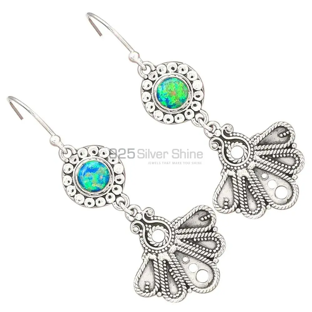 Genuine Opal Gemstone Earrings Manufacturer In 925 Sterling Silver Jewelry 925SE3087_1