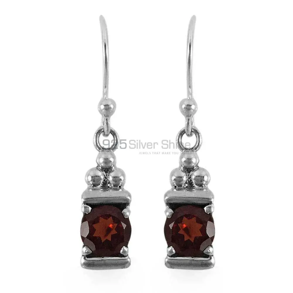 Genuine Garnet Gemstone Earrings In Solid 925 Silver 925SE1331_0