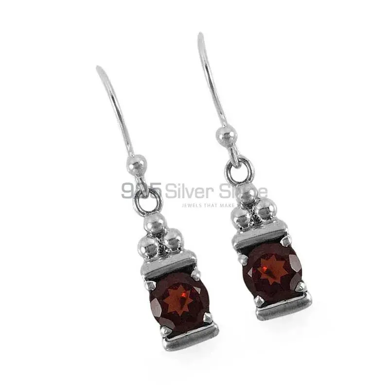 Genuine Garnet Gemstone Earrings In Solid 925 Silver 925SE1331_1