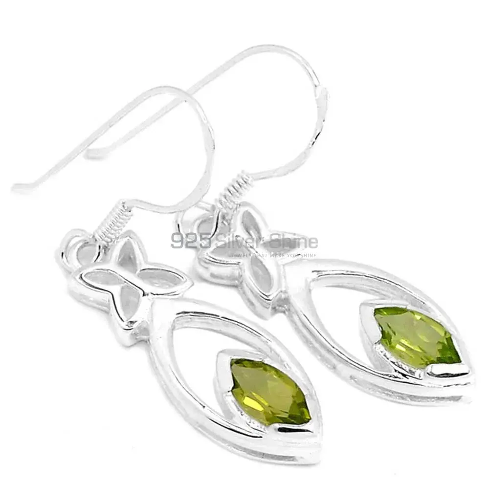 Genuine Peridot Gemstone Earrings Suppliers In 925 Sterling Silver Jewelry 925SE337