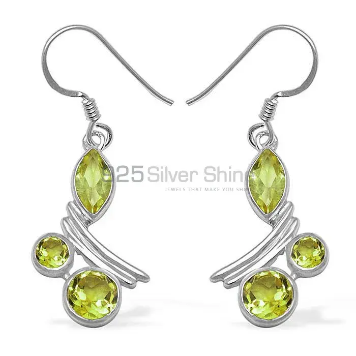 Genuine Peridot Gemstone Earrings In 925 Sterling Silver Jewelry 925SE1045_0