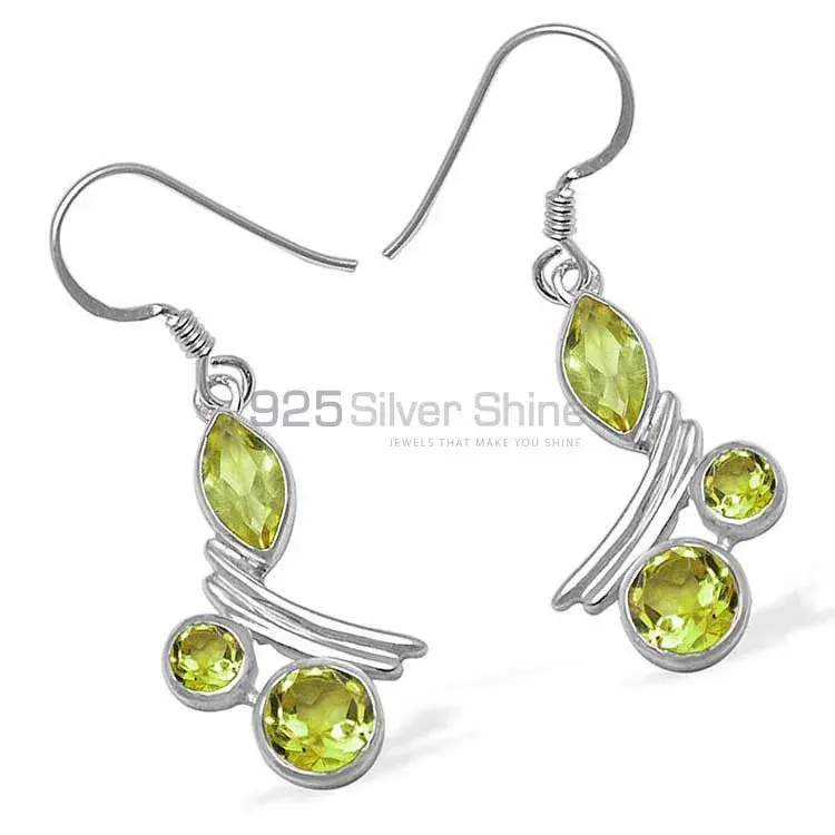 Genuine Peridot Gemstone Earrings In 925 Sterling Silver Jewelry 925SE1045_1