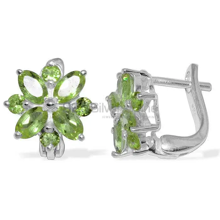 Genuine Peridot Gemstone Earrings Wholesaler In 925 Sterling Silver Jewelry 925SE887