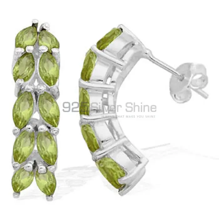 Genuine Peridot Gemstone Earrings In 925 Sterling Silver Jewelry 925SE966