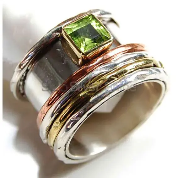 Three Tone Sterling Silver Peridot Rings 925SR3703