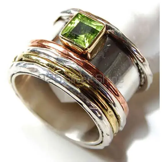 Three Tone Sterling Silver Peridot Rings 925SR3703_1