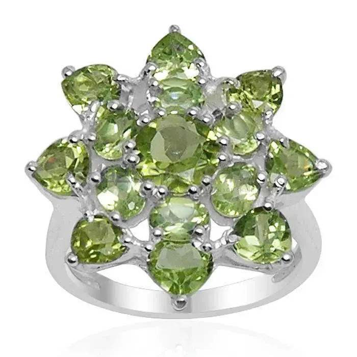 Genuine Peridot Gemstone Rings Suppliers In 925 Sterling Silver Jewelry 925SR1556