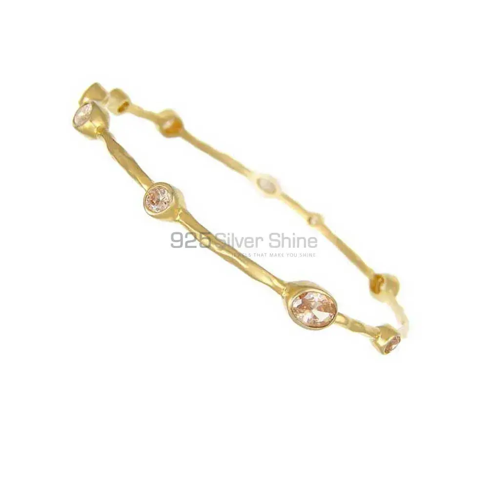 Genuine Citrine Gemstone Gold Vermeil Bracelet In 925 Sterling Silver 925SSB7