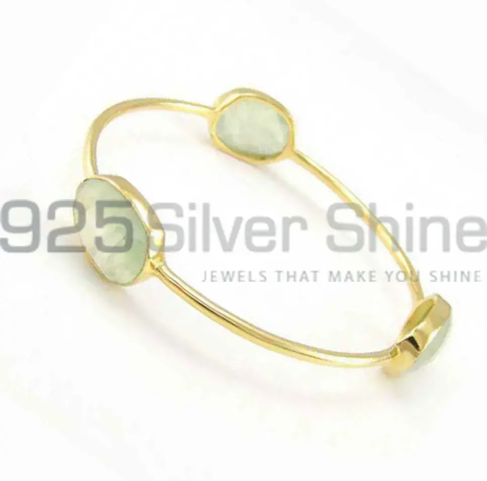 Genuine Prehnite Gemstone Bangles In 925 Sterling Silver Gold Vermeil 925SSB115_0