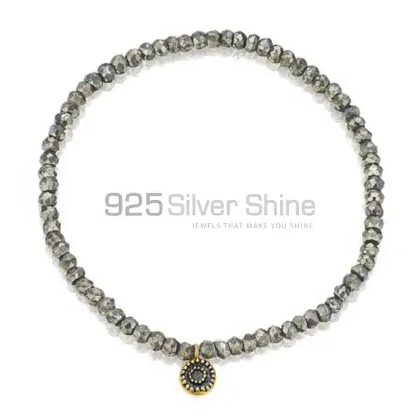 Genuine Pyrite Gemstone Beads Bracelets 925BB191