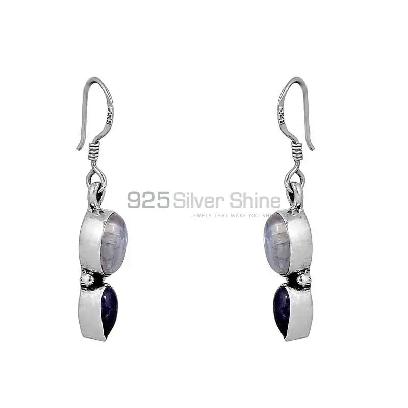 Genuine Rainbow Moonstone And Amethyst Gemstone Earring In 925 Silver Jewelry 925SE67_0