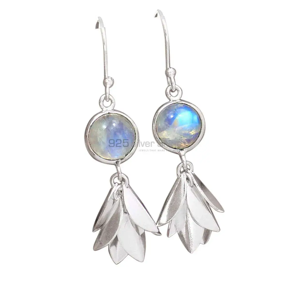 Genuine Rainbow Moonstone Earrings In 925 Sterling Silver 925SE3054