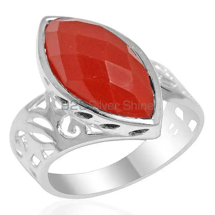 Genuine Red Agate Gemstone Rings Manufacturer In 925 Sterling Silver Jewelry 925SR2182