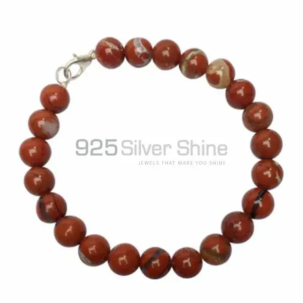 Genuine Red Jasper Gemstone Beads Bracelets 925BB196