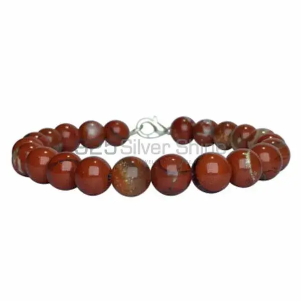 Genuine Red Jasper Gemstone Beads Bracelets 925BB196_0