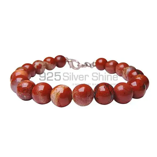 Genuine Red Jasper Gemstone Beads Bracelets 925BB196_1