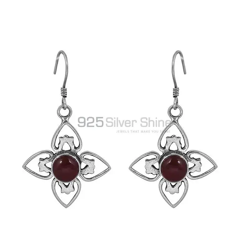 Genuine Red Onyx Stone Earring In Sterling Silver Jewelry 925SE45