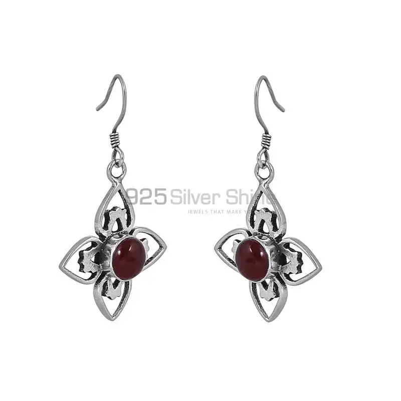 Genuine Red Onyx Stone Earring In Sterling Silver Jewelry 925SE45_0