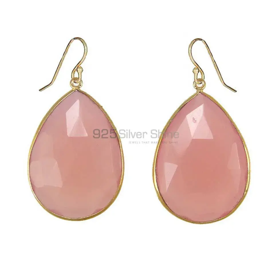 Genuine Rose Quartz Gemstone Earrings In Fine 925 Sterling Silver 925SE1930