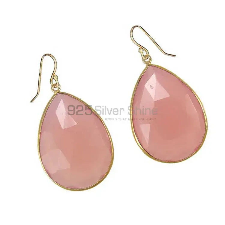 Genuine Rose Quartz Gemstone Earrings In Fine 925 Sterling Silver 925SE1930_0