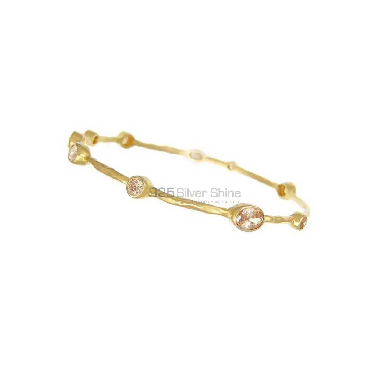 Genuine Citrine Gemstone Gold Vermeil Bracelet In 925 Sterling Silver 925SSB7_0