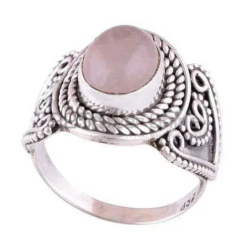 Genuine Rose Quartz Gemstone Rings Suppliers In 925 Sterling Silver Jewelry 925SR2975